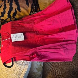 Women’s Bright Red Pleated Sleeveless Tank Top